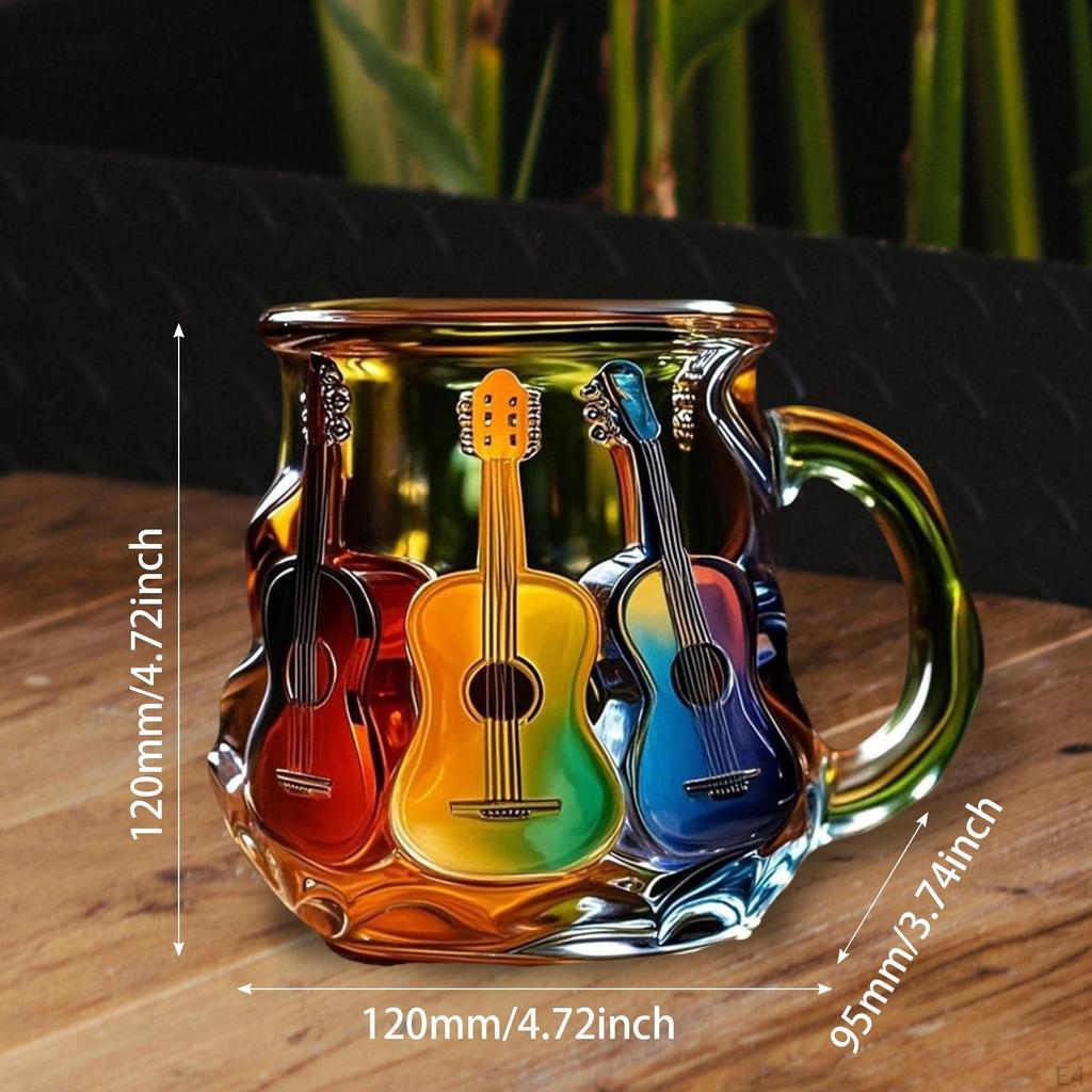 Guitar Mug Coffee Cup Multifunctional Unique Home Decor Resin Desktop Ornament for Bedroom Desk Men