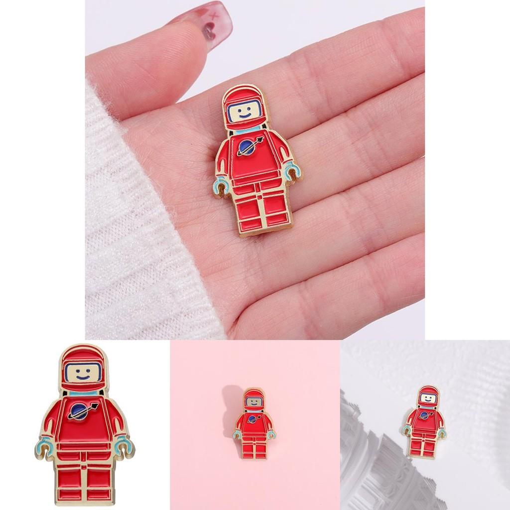 Adorable Red Space Astronaut Cartoon Brooch Alloy Badge For Unique Fashion Style