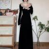 Women's French Hepburn Black Long Sleeve Dress - Autumn/Winter 2025 Trendy Mid-Length Skirt