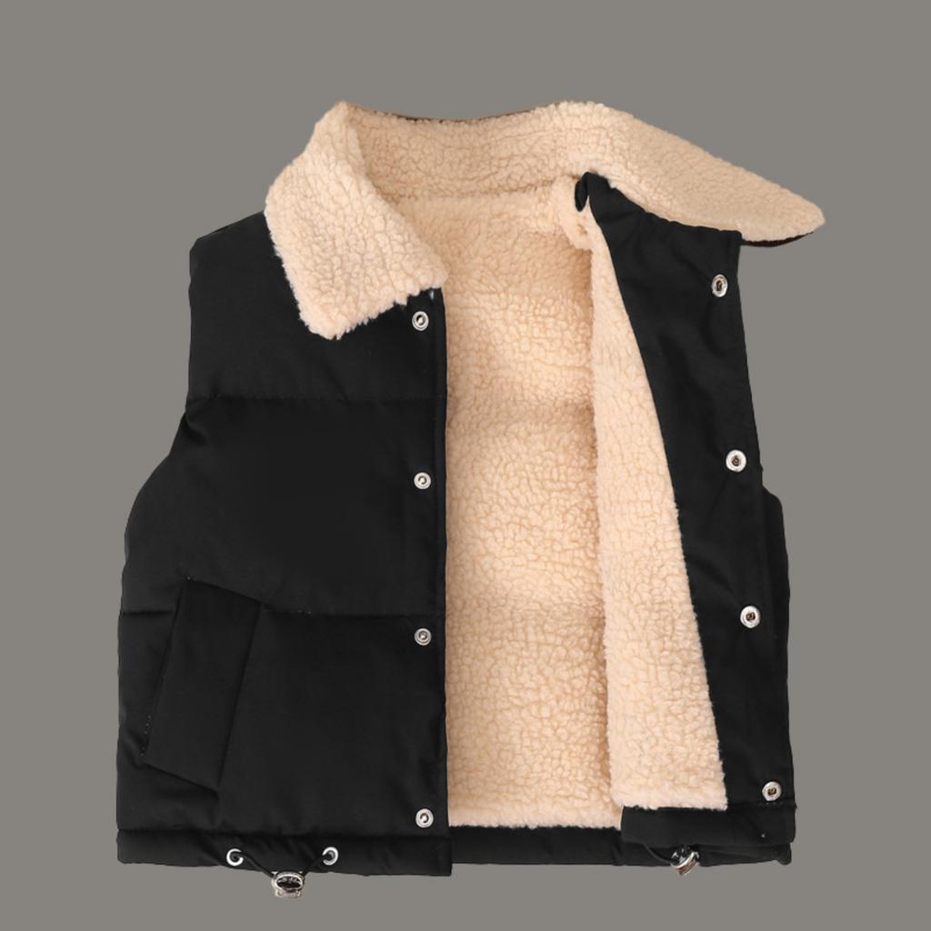 Children's Casual Solid Color Fleece And Thickened Vests For Boys And Girls