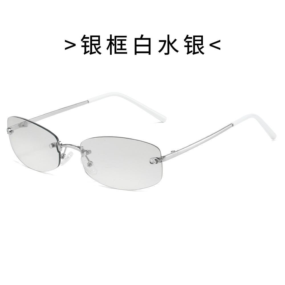 New European and American Spice Girls wind frameless blue sunglasses women's UV-proof glasses yk premium sunglasses