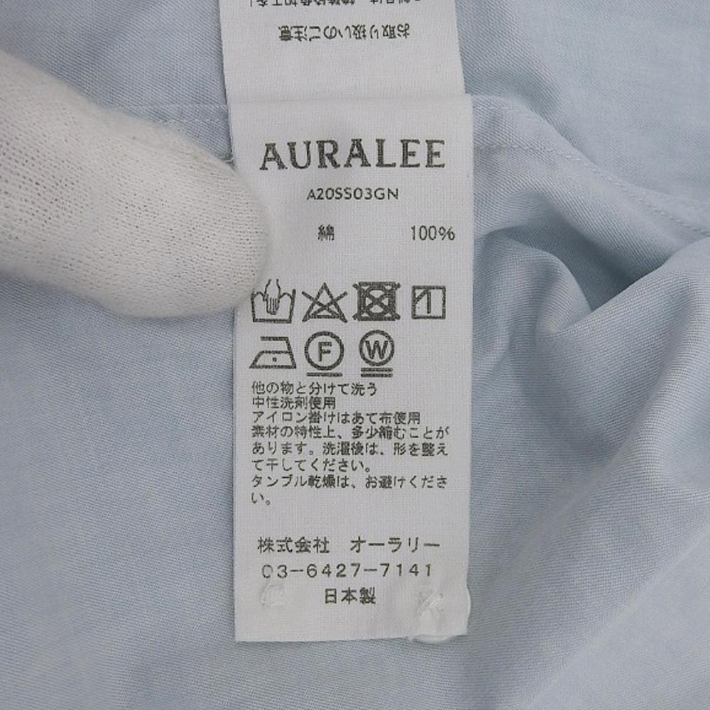 AURALEE Washed Finx Twill Gradation Dyed Shirts, Men's Light Blue Long Sleeve Shirt, A20Stainless Steel03GN, 20Stainless Steel Tops 0 Light blueUsed