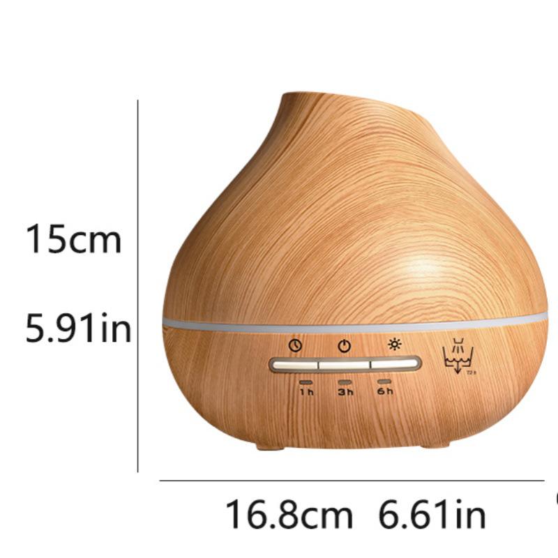Light Wood Grain Aroma Diffuser - 500ml Automatic Spray, 7-Color Ultrasonic Humidifier