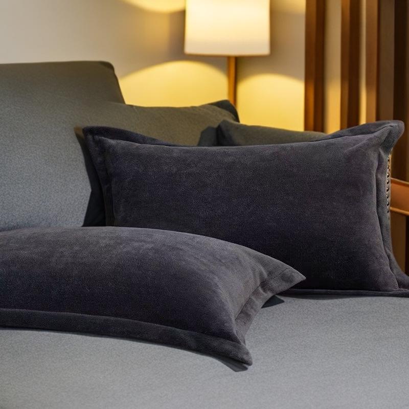 Fleece-Lined Milk Velvet Single Pillowcase, Solid Color, 48x74 cm