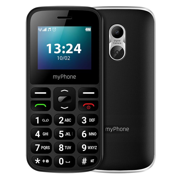 Mobilní telefon s tlačítky 4G Dual SIM SOS tlačítko baterie 800 mAh myPhone Černý