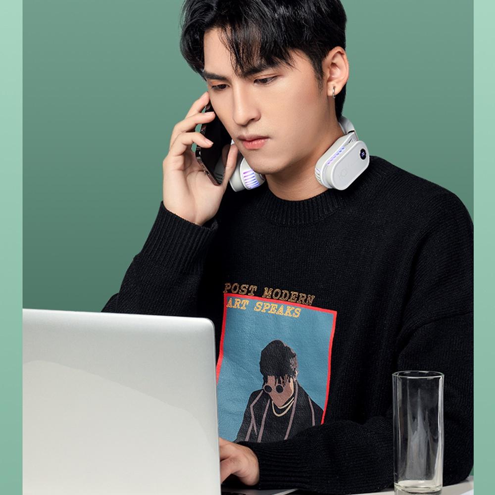 Aer condiționat portabil nou, răcitor pentru gât, ventilator electric fără lame, încălzire, încălzire, purtabil, masaj pentru gât, gât personal