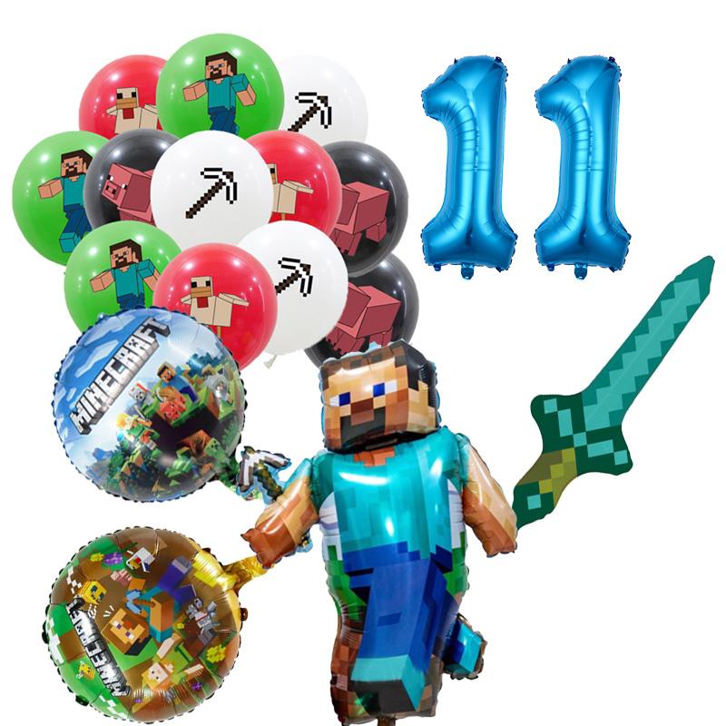 MC Pixel Games Birthday Party Decorations Tableware Cup Plate Napkin Tablecloth My World Balloon Party Favors Gifts Supplies