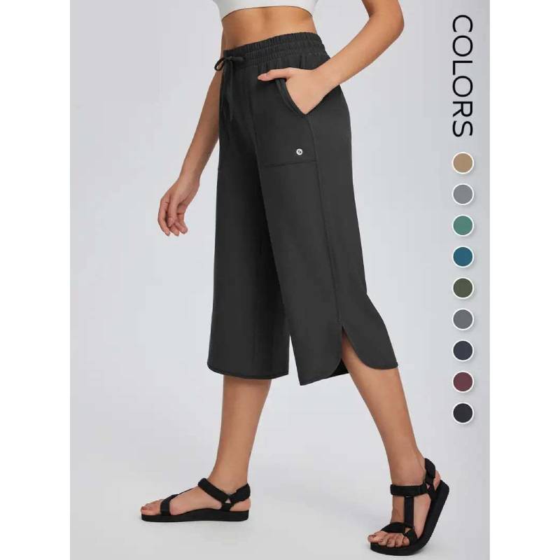 Summer Women Loose Fit Wide Leg Pants With Pockets For Casual Daily Wear