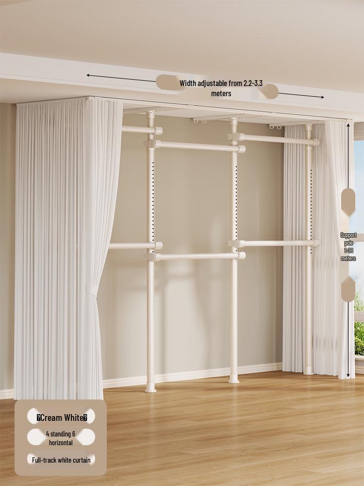 Floor-Standing Clothes Rack: Bedroom Hanger, Retractable Drying Rod, Coat & Hat Rack.