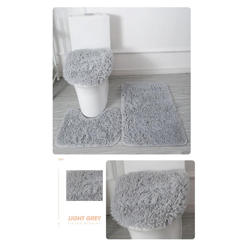 Juego de 3 uds. De accesorios de baño lavables y esponjosos antideslizantes, alfombras para el hogar, juego de alfombrillas de baño de Color sólido