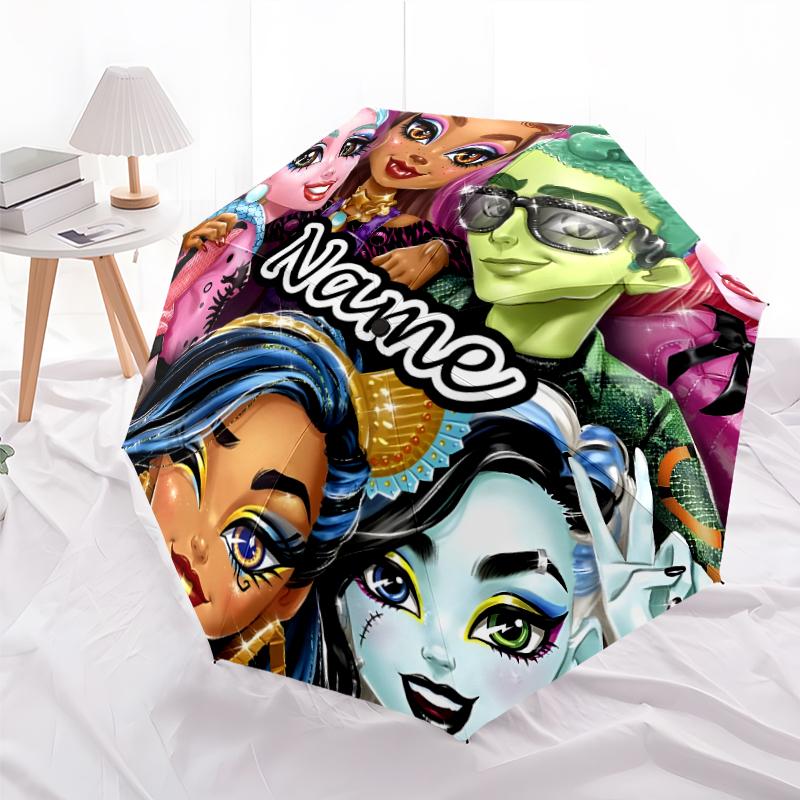 Personalized Name Monster High Draculaura Print Umbrella - Automatic Open/Close, Eight-Rib Durable Frame, Automatic Folding Umbrella