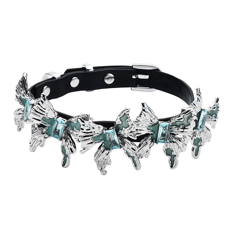 Leather Necklace Multi-Butterfly Combination Leather Collar Arm Arm Ring Fashion Personality Female Rock Hip Hop