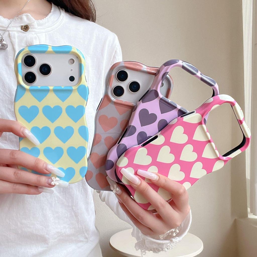 Niche Heart Color Block Case & Film for iPhone 17/16/15/14 Pro Max