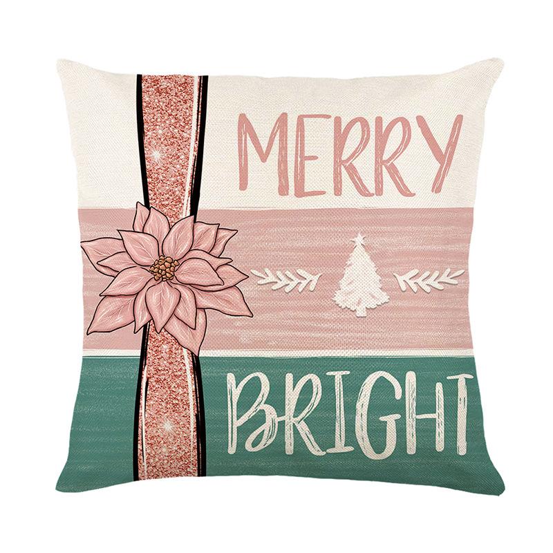 Christmas Sofa Decorative Cushion Cover Linen Printed Cushion Cover Home Living Room Bedroom Cushion