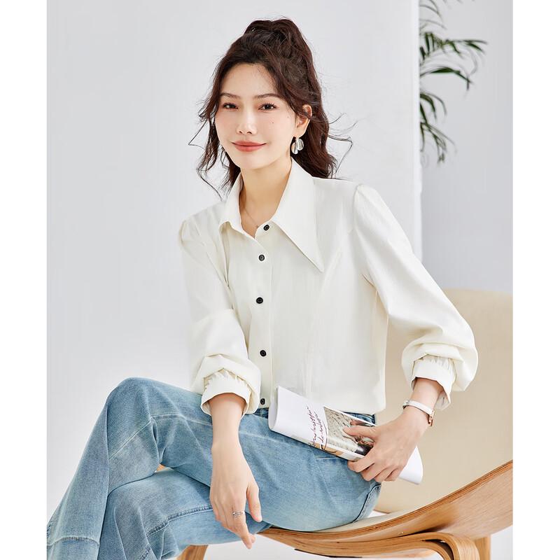 TERRE BLEUE Women s Elegant Long Sleeve Commuter Blouse M