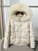 OFTBUY Winter Women Coat Real Natural Fox Fur Collar Thick Warm Jacket Casual White Duck Down Hooded New Outwears Streetwears