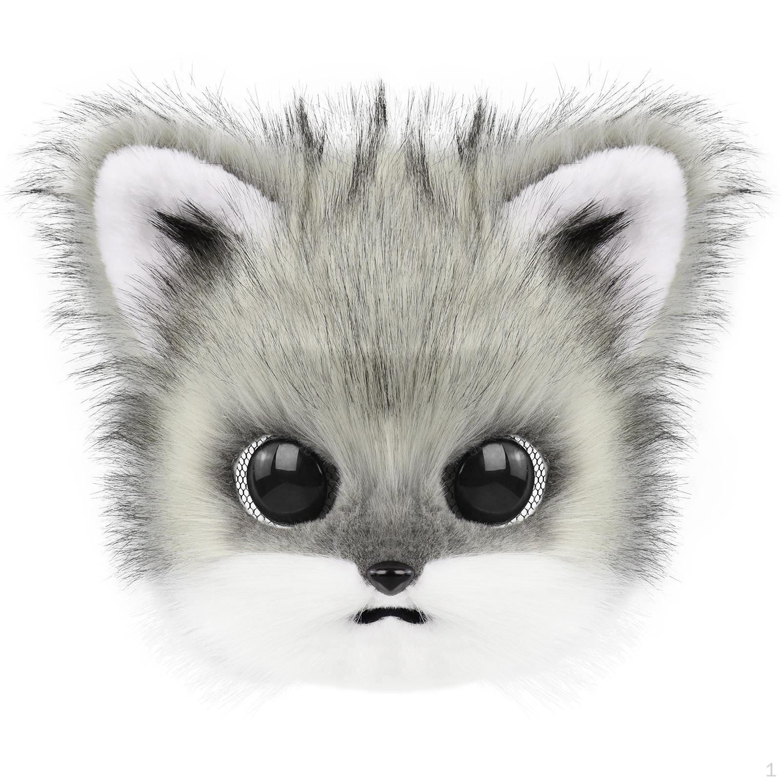 Wearable Vulpine Headpiece Furry SoftToy Canine Cosplay animal Mask Dark Gray White