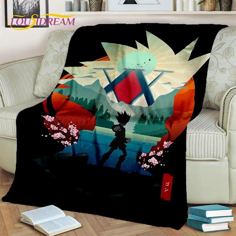 Cartoon HD HxH Anime Hunter×Hunter Blanket,Soft Throw Blanket for Home Bedroom Bed Sofa Picnic Travel Office Cover Blanket Kids