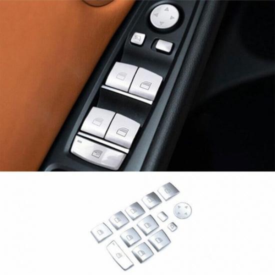 ABS Silver Window Lift Panel Switch Button Stickers For BMW 5 Series G30 2018-22