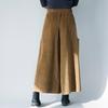 2025 Autumn/Winter Women's Corduroy Elastic Waist Wide-Leg Pants Skirt