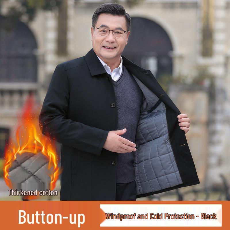 Men's Thickened Jacket: Middle-aged & Elderly Spring/Fall Style, Plus Velvet, Dad/Grandpa Outerwear, Ligao Autumn/Winter.