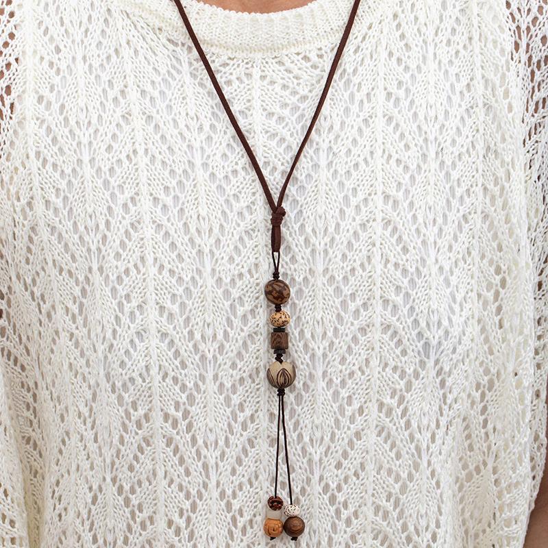 Resin Round Hollow Pendant Necklaces For Women Trendy Black Leather Rope Long Sweater Chain Necklaces Party Jewelry