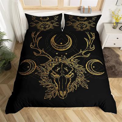 Schwarz Gold Antilope Bettbezug Böhmen Luxuriös Mandala Schwarz Jungen Mädchen Männer Frauen Schlafzimmer Dekoration Bettbezug Tiermotiv