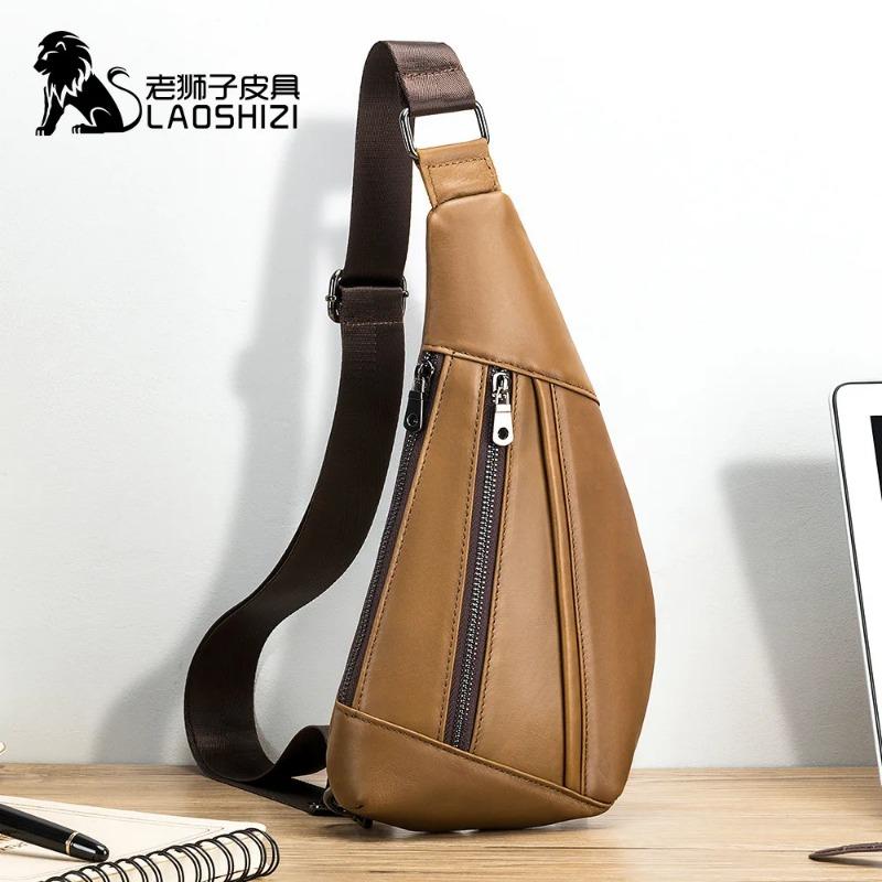 

Мужская кожаная наплечная сумка, кроссбоди, мужская наплечная сумка, нагрудная сумка, мужской стиль 16x3x32cm