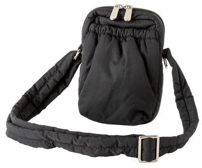 Schlafendes Schaf Puff-Design Mini-Umhängetasche, Flauschig und Leicht, Silberfarbene Beschläge, mit Tasche (Schwarz)