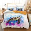 Sea Turtle Duvet Cover for Children Boys Girls Adult Black Gold Tortoise Reptile Theme for Bedroom Decorations Queen King Size