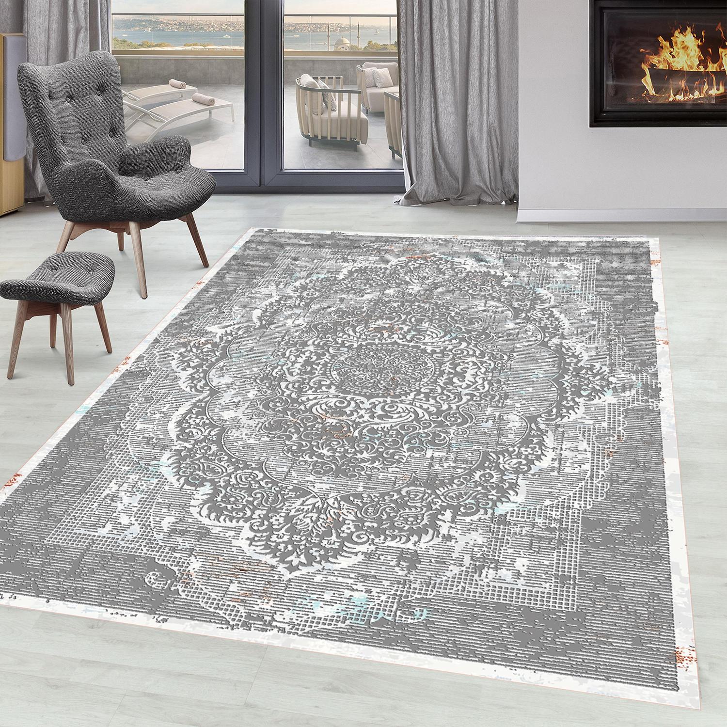 

Rovigo Home Washable Printed Carpet RV108-FNL414 50x80 серый