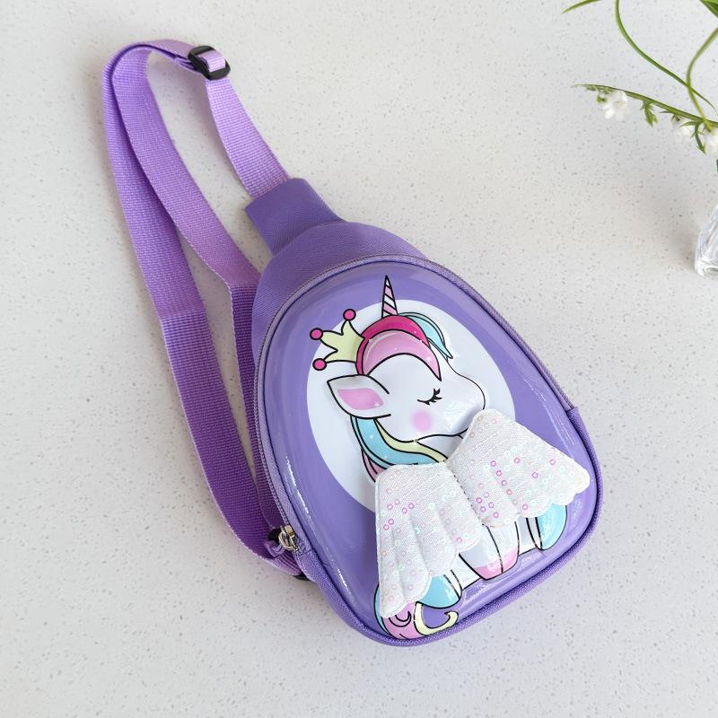 

Школьная сумка новая милая мультяшная нагрудная сумка для девочки трендовая универсальная на плечо через плечо жесткий корпус маленькая сумка для мелочи рюкзак фиолетовый