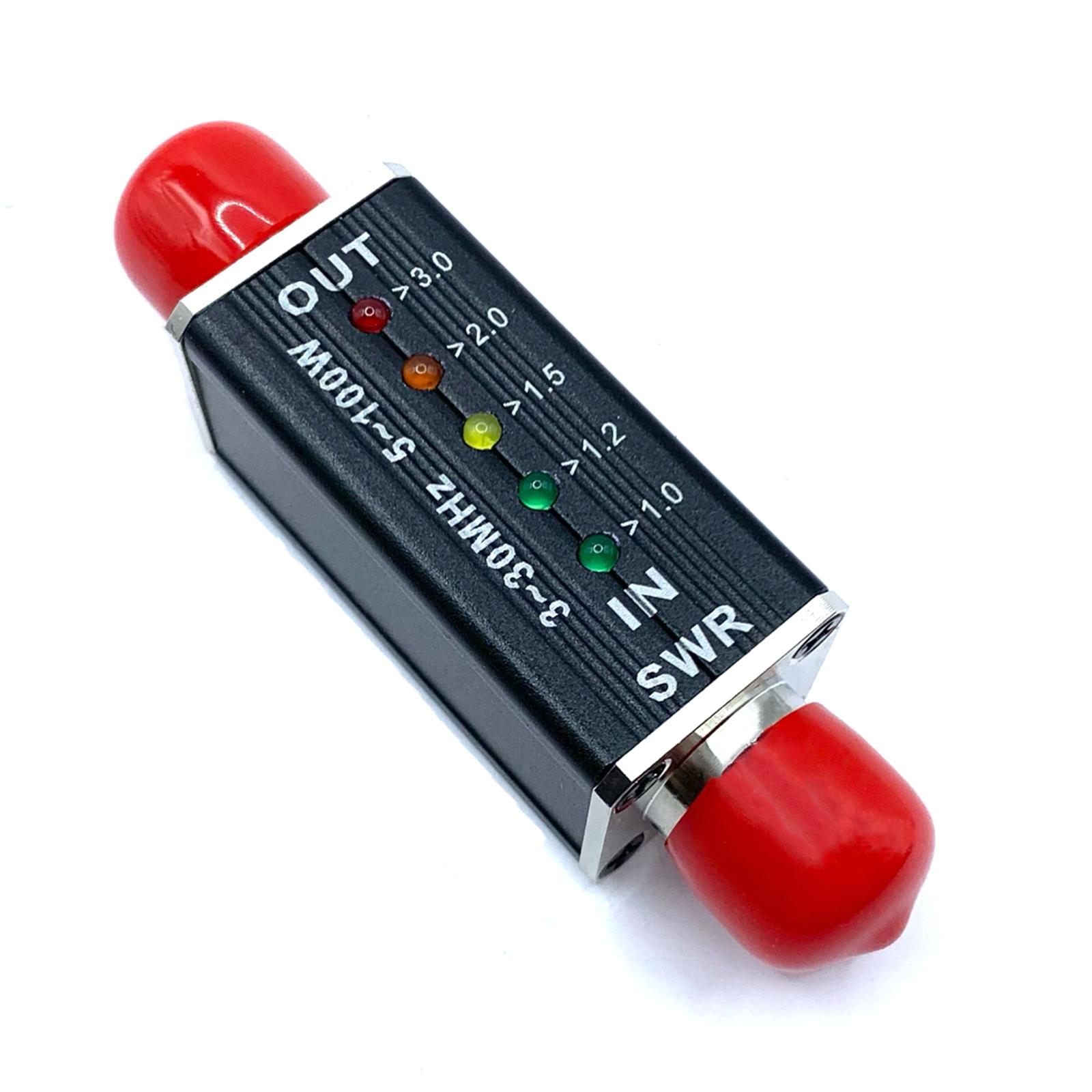 

SWR Meter 3-30MHz Frequency Range 100W Shortwave Standing Wave Indicator Standing Wave Meter Power Meter 5 LED
