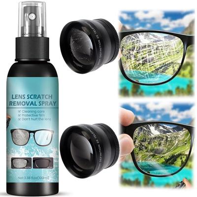 Spray per la Pulizia e la Riparazione dei Graffi degli Occhiali – Soluzione Multiuso da 100 ml per Occhiali, Lenti per Fotocamere, Schermi di Telefoni e Dispositivi Ottici
