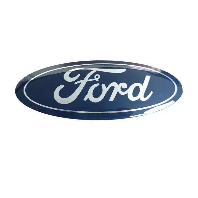 12.5X5CM Car Front Grille Hood Trunk Logo Sticker For Ford Ranger Kuga Edge Focus Mk3 Fiesta Mk7 Mondeo Mk4 S-MAX F150 Transit