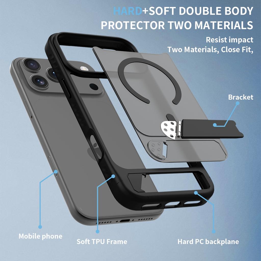 Passende iPhone 17 Pro Matte bündige Ständerhülle, Kompatibel mit MagSafe Stoßfeste Schlanke Schutzhülle Für iPhone 17 Pro Max