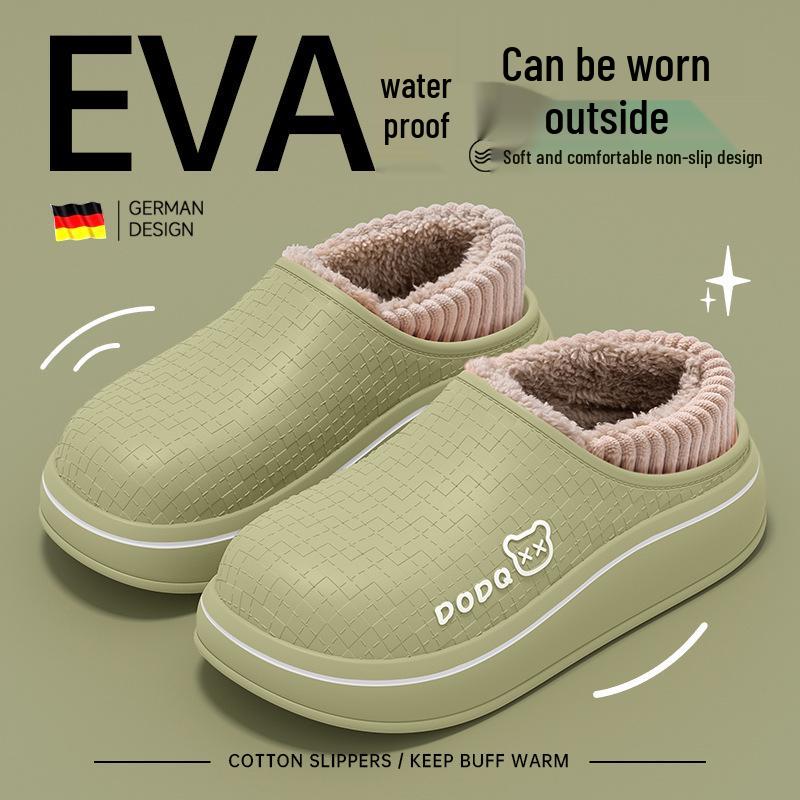 EVA Bag & Cotton Slippers 2025: Women's/Men's Autumn/Winter Indoor Backless Non-slip Warm Waterproof Thick Sole Cotton Shoes