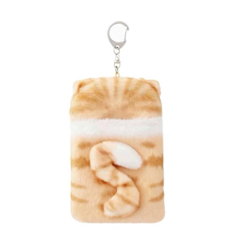 Adorable Plush Cat Keychain With Cute Cat Id Holder And Soft Short Plush