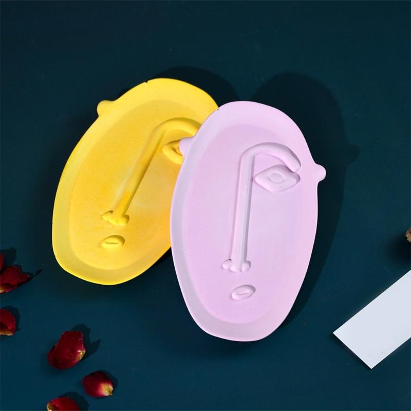 Flexible Silicone Resin Mold for Dish Epoxy Abstract Face Shaped Tray Making Mould Creative Storage Plate Mould