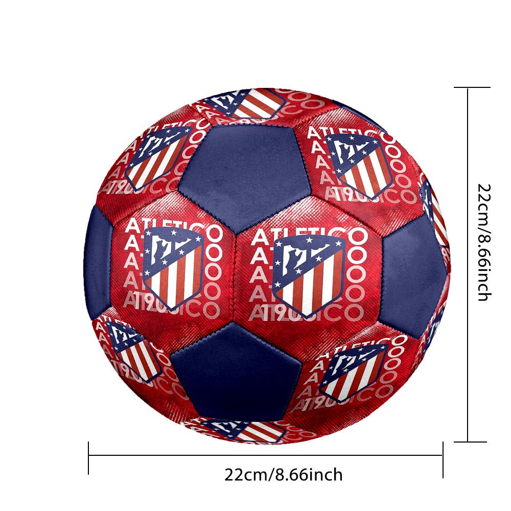 Pallone da Calcio Indoor Logo Atletico Madrid Colorato Per Tutte le Età Misura 5 Cucito a Macchina PVC Pronto per la Competizione Resistente Alta Rimbalzabilità