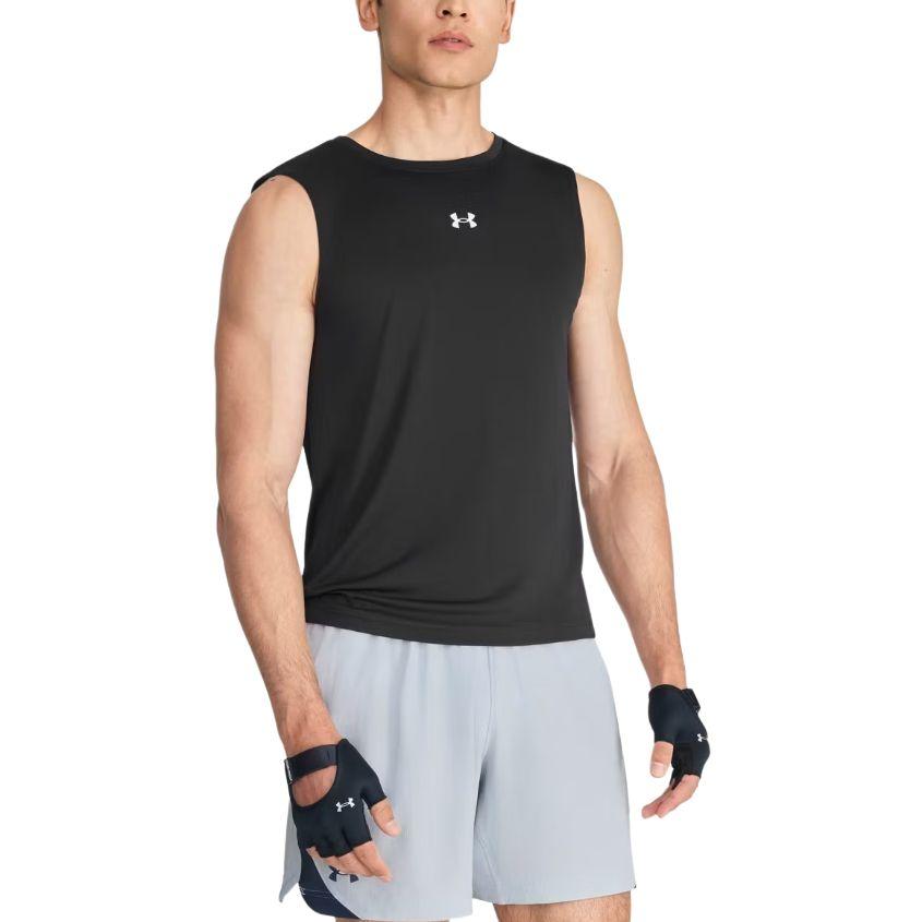 Under Armour Ef Cool Mesh Ss26 Lightweight Training Sports Crew Neck Solid Color Breathable Sleeveless Vest Men tops Black 6014366-001