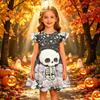 Kids Casual Halloween Printed Sleeve Dress for Party and Daily Wear