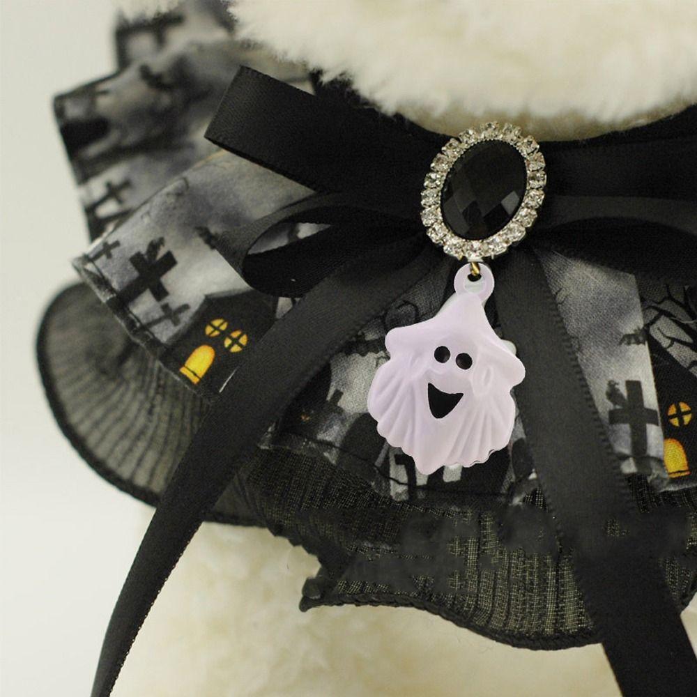 Bell with Sound Cat Dog Ghost Necklace Creative Pet Bib Scarf  Drool Towel