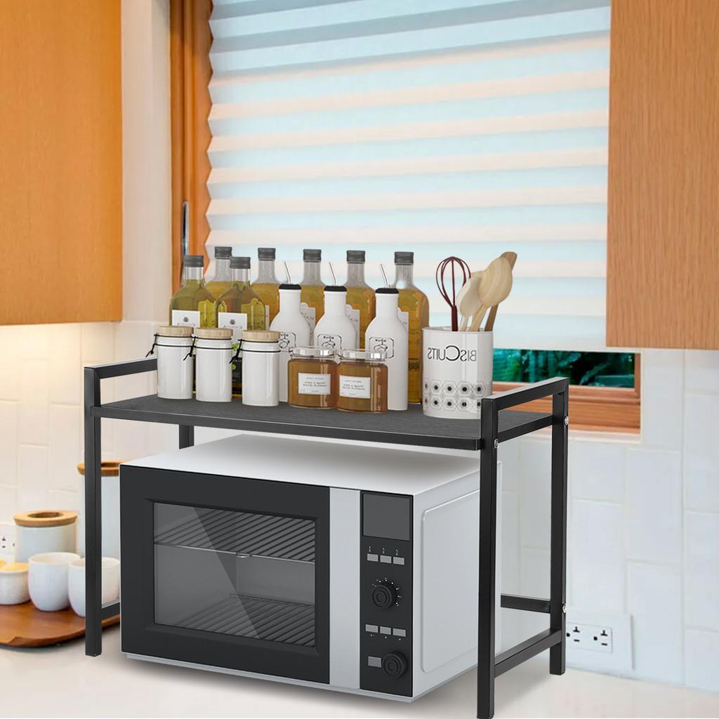 Expandable Microwave Rack Heavy Duty Extendable Microwave Stand Multi-Function Microwave Storage Stand for Home Office