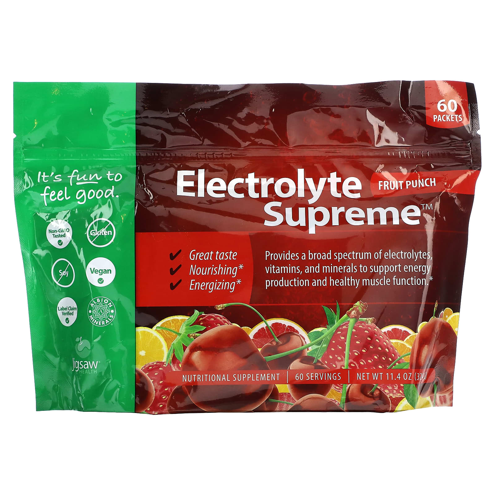 

Jigsaw Health, Electrolyte Supreme, Fruit Punch, 60 packs, 5.6 g each