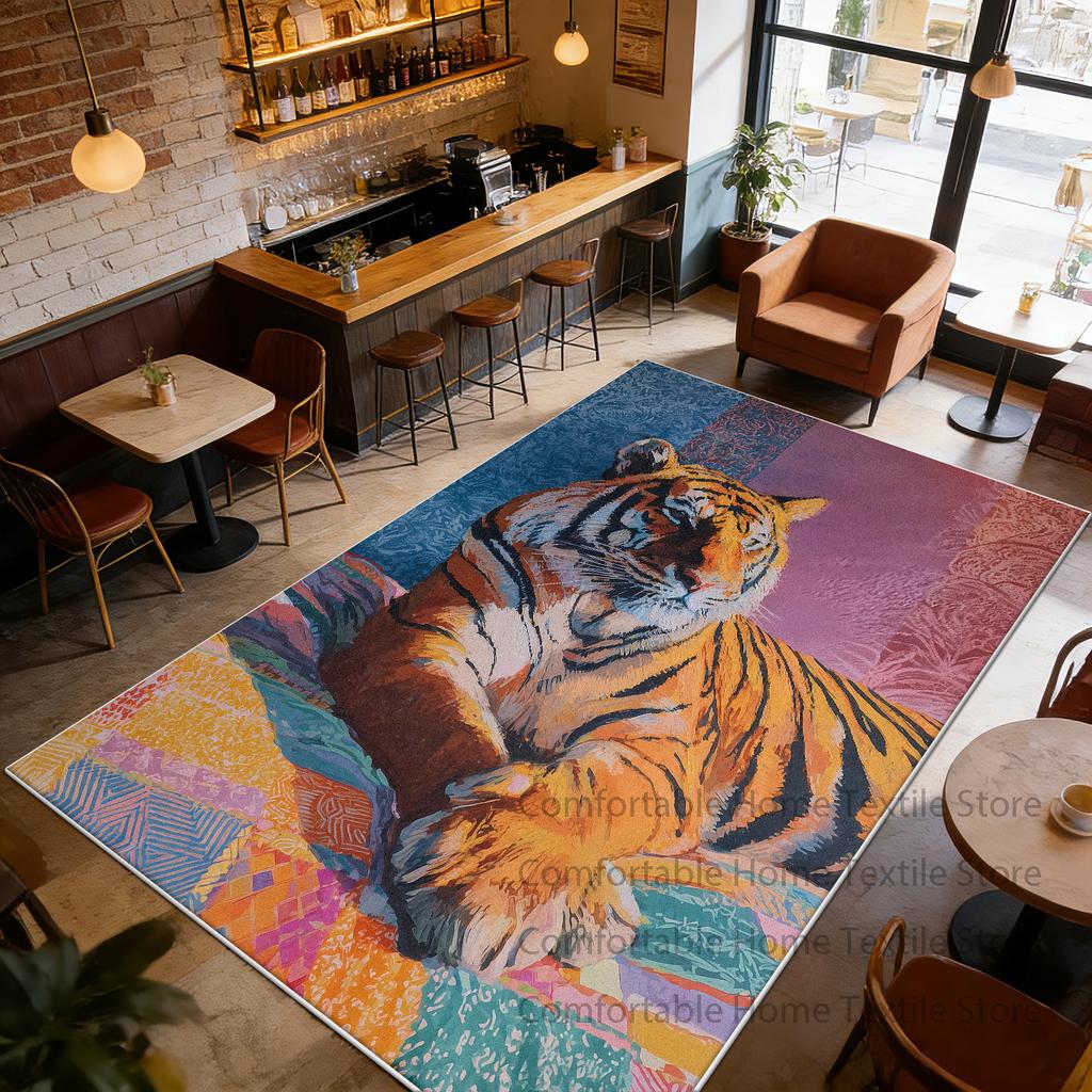 American Retro Tiger Style Coffee Tables Mat Decoration Living Room Washable Fluffy Rug Large Area Non-slip Short Velvet Carpet