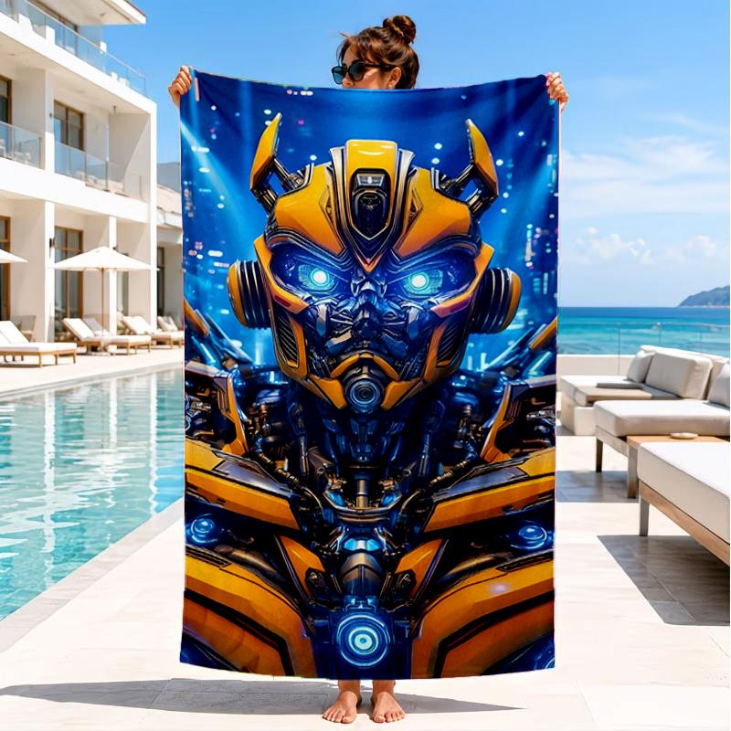 Car robots Battle Beach Towel, Super Soft Microfiber, Perfect Gift for Her/Him, Birthday, for Pool, Beach, Travel, Decor Beach Party