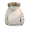 Unisex Winter Down Jacket With Detachable Faux Fur Collar 85-90% White Duck Windproof Thick Outdoor Parka