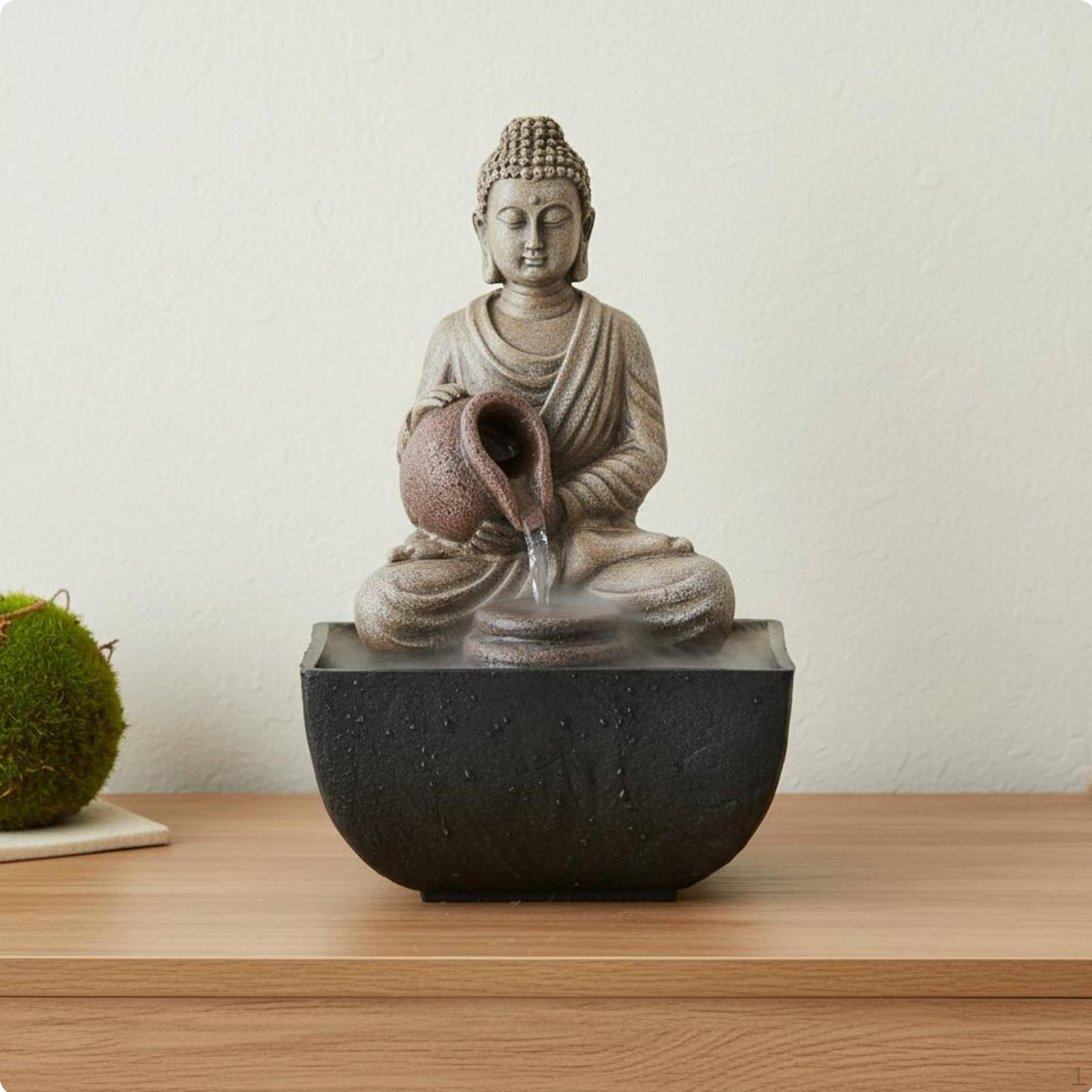 Feng Shui Wealth Water Feature Compact Size Buddha Statue Tranquil Desktop