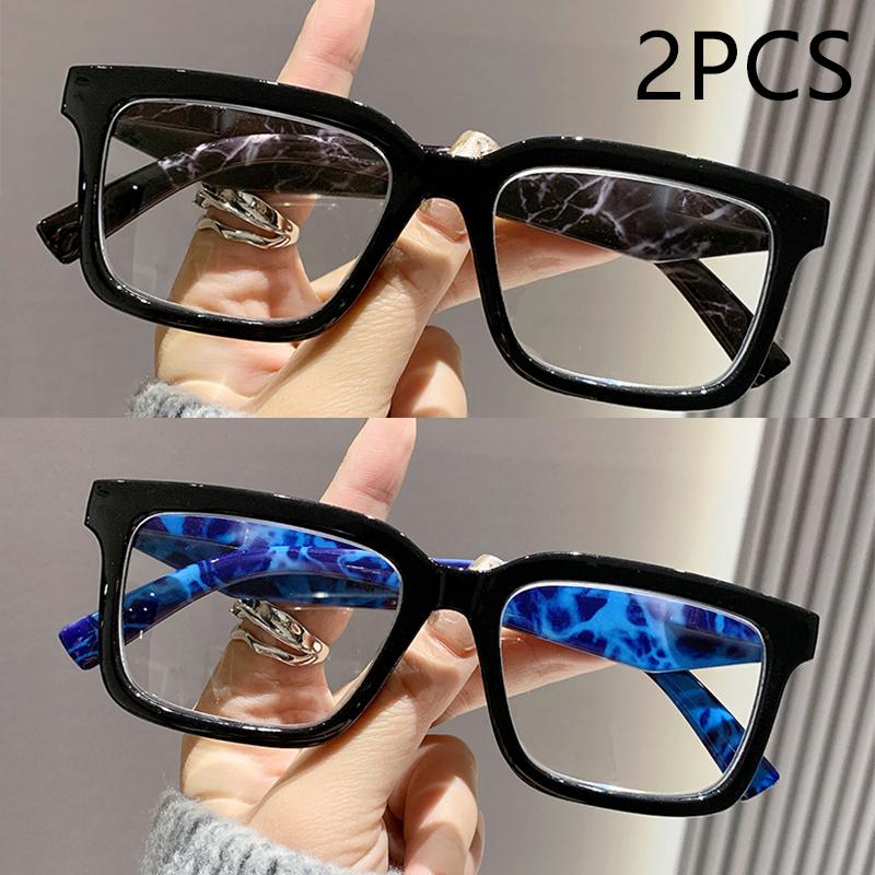 1/2/3PCS Anti Blue Light Reading Glasses Trendy Square Frame For Men Women Spring Large Frame 2225